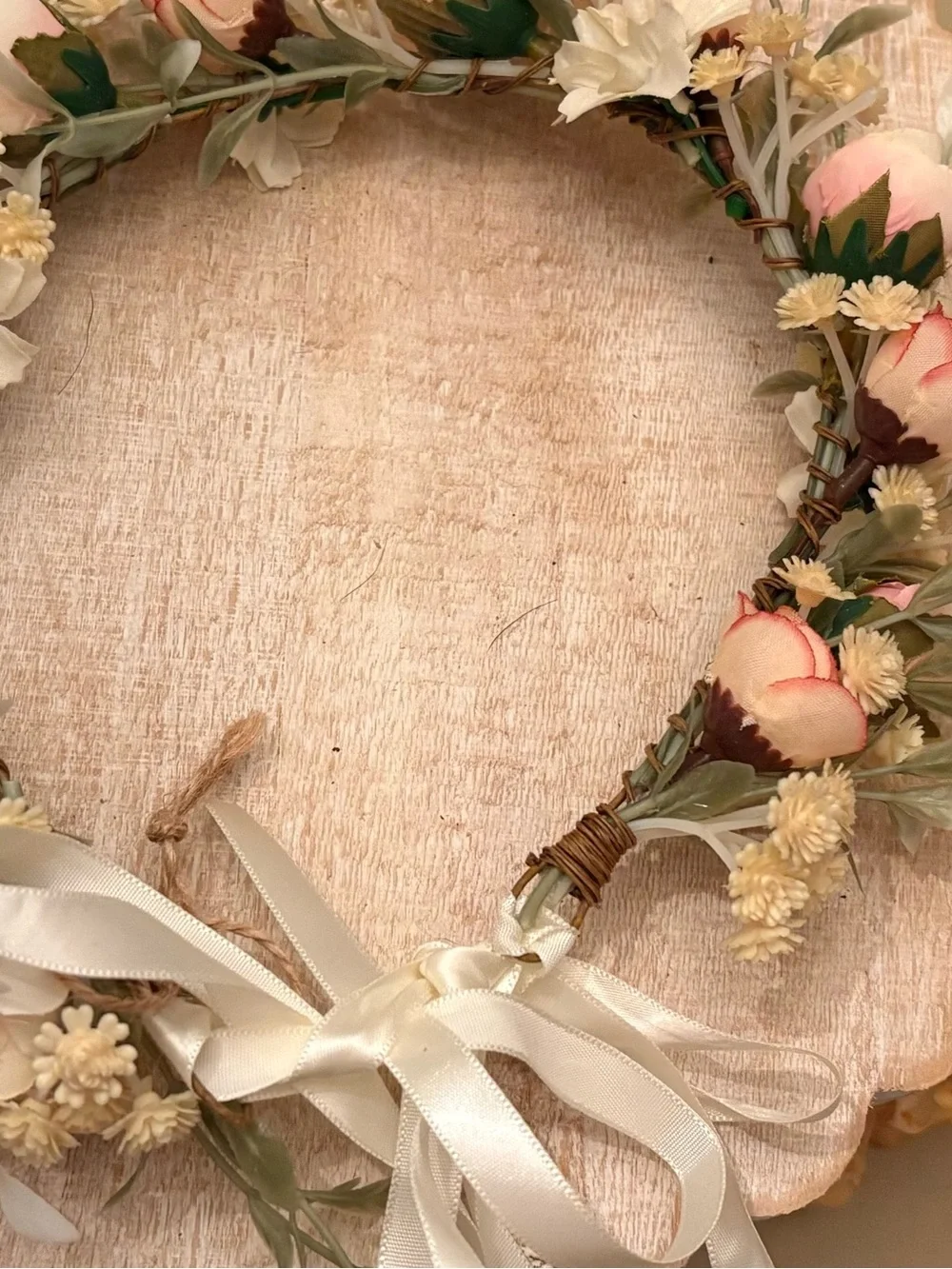 Floral Ribbon Headband - Blush Pink and Cream
